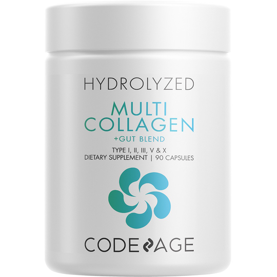Codeage - Hydrolyzed Multi Collagen Type I II III V & X Gut Blend with Probiotics - 90 Capsules