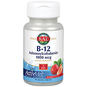 B12 Adenosylcobalamin - Instant Dissolve - Natural Strawberry Flavor - 1,000 MCG (90 Micro Tablets)