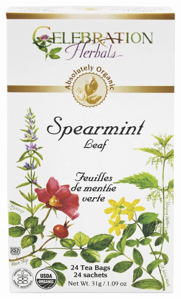 Celebration Herbals - Organic Caffeine Free Spearmint Leaf Herbal Tea - 24 Tea Bags