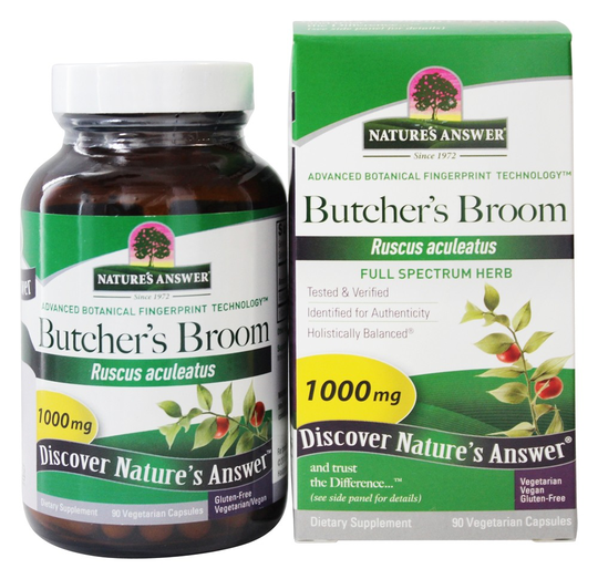 Nature's Answer - Butcher's Broom Root Single Herb Supplement - 90 Vegetarian Capsules
