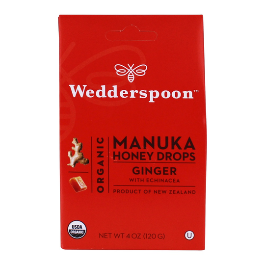 Wedderspoon - Organic Manuka Honey Drops Ginger with Echinacea - 4 oz.
