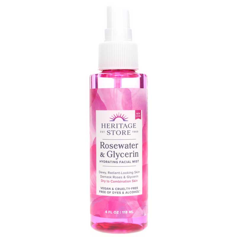 Heritage Store Rosewater & Glycerin Hydrating Facial Mist Spray, 4 Oz