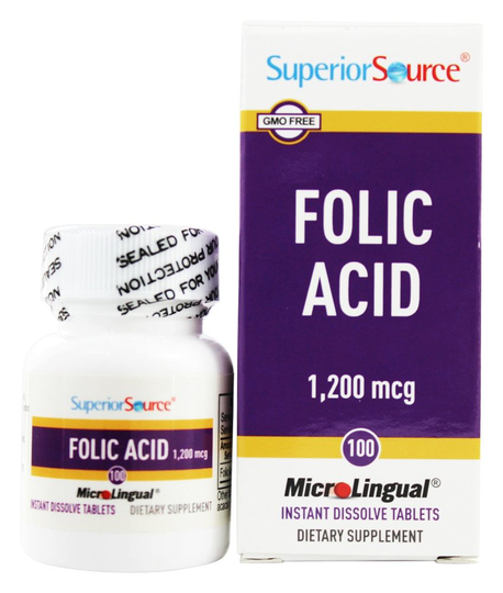 Superior Source - Folic Acid 1200 mcg. - 100 Quick Dissolve Tablets