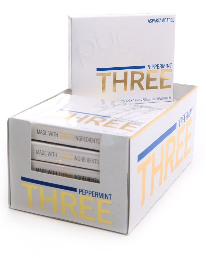 PUR Gum - THREE Premium Sugar Free Chewing Gum Spearmint - 10 Pack(s)