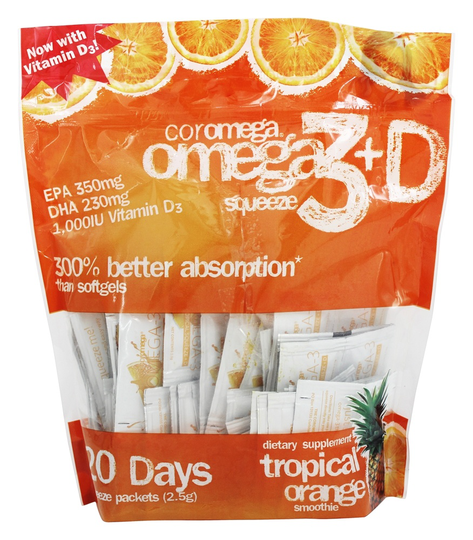 Coromega - Omega-3D Squeeze Tropical Orange Smoothie - 120 Packet(s)