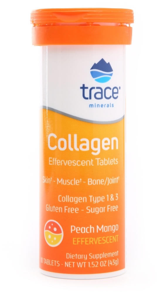 Trace Minerals Research - Collagen Type 1 & 3 Effervescent Tablets Peach Mango - 10 Tablet(s)