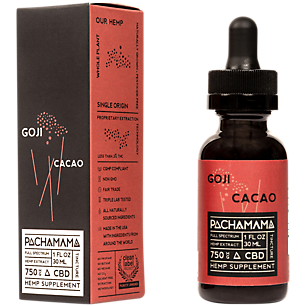 CBD Hemp Extract Goji Cacao - Full Spectrum - Antioxidant Support to Help Reduce Stress - 750 MG (1 Fl. Oz.)