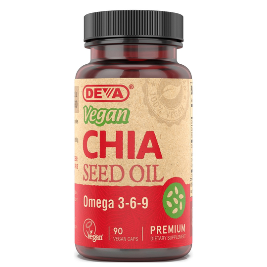 Deva Nutrition - Vegan Chia Seed Oil Omega 3-6-9 - 90 Vegan Caps