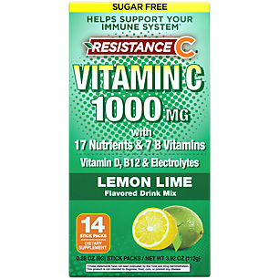Vitamin C Stick Pack Resistance Drink Mix - Lemon Lime (14 Single Serving Packets)