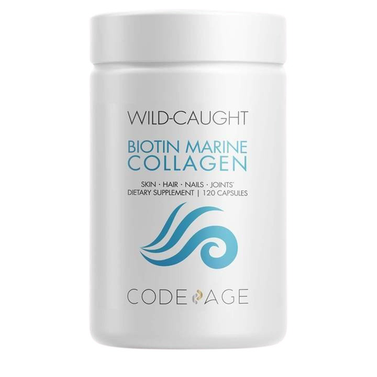 Codeage - Biotin Marine Collagen Types I & II Wild-Caught - 120 Capsules