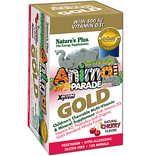 Animal Parade Gold Multivitamin for Kid's - Made with Organic Whole Foods - Cherry (120 Chewable Tablets)