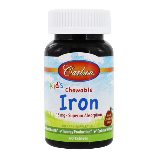 Carlson Labs - Kid's Chewable Iron Superior Absorption Natural Strawberry 15 mg. - 60 Tablets