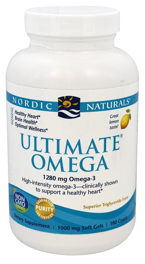 Nordic Naturals - Ultimate Omega High-Intensity Omega-3 Fish Oil Lemon 1280 mg. - 180 Softgels