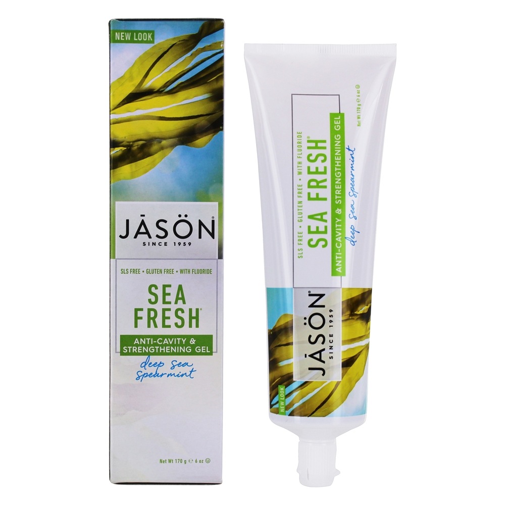 JASON Natural Products - Sea Fresh Anti-Cavity & Strengthening Gel With Fluoride Deep Sea Spearmint - 6 oz.