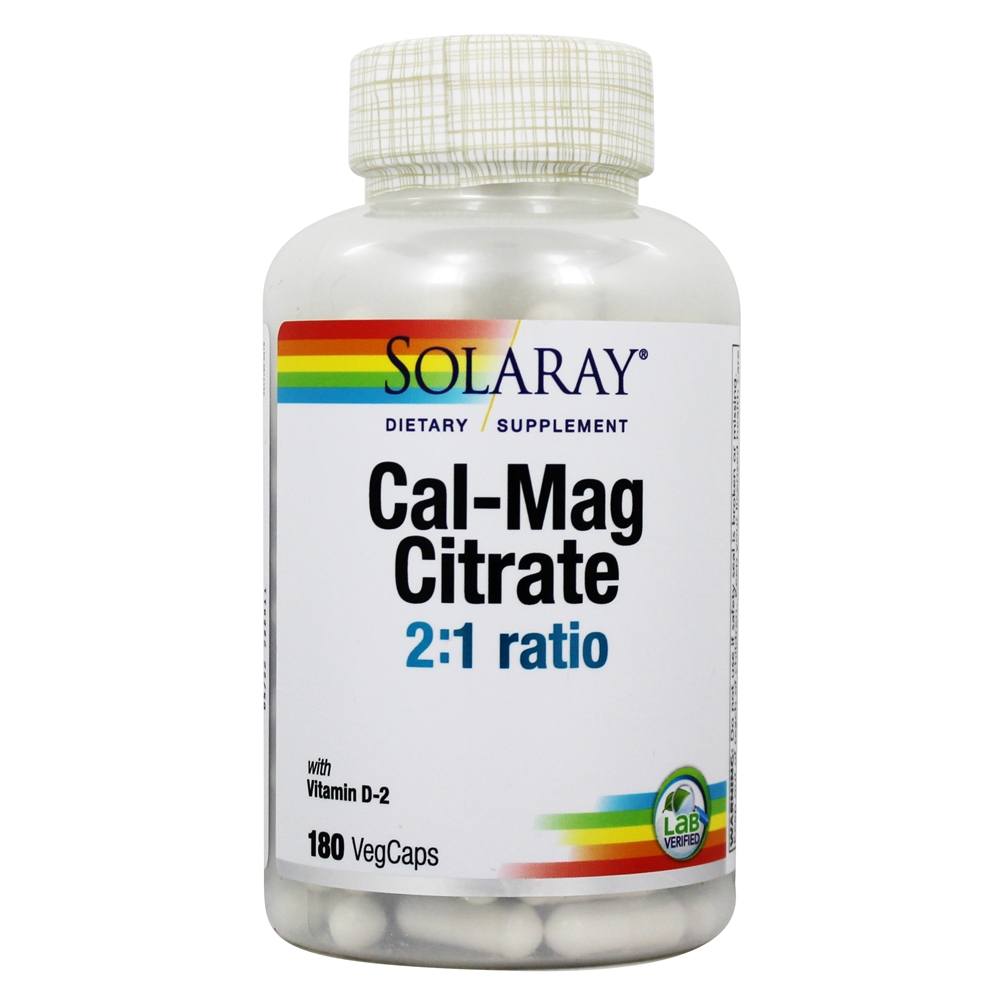 Solaray - Cal-Mag Citrate With 400 IU Vitamin D 21 Ratio - 180 Vegetarian Capsules