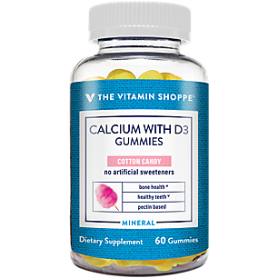 Calcium with Vitamin D Gummies - Supports Bone Health & Healthy Teeth - Cotton Candy (60 Gummies)