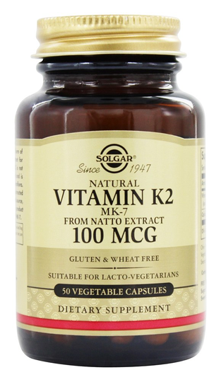 Solgar - Natural Vitamin K2 MK7 From Natto Extract 100 mcg. - 50 Vegetarian Capsules
