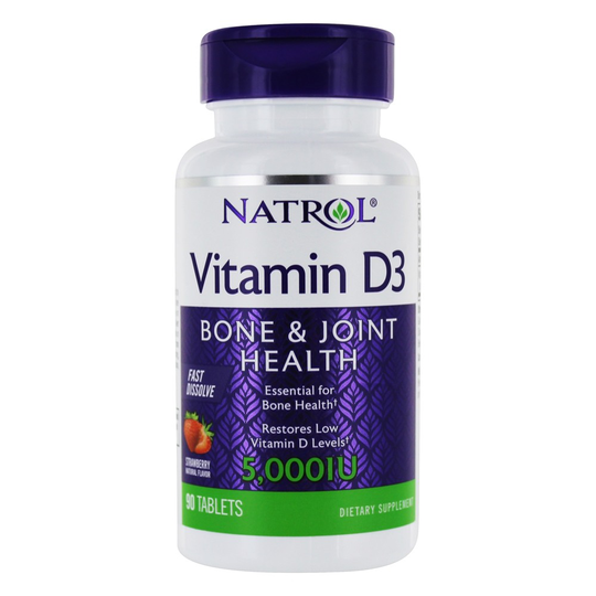 Natrol - Vitamin D3 Fast Dissolve Bone & Joint Health Strawberry 5000 IU - 90 Tablets