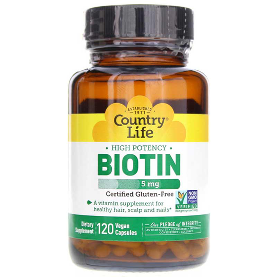 Country Life High Potency Biotin 5 Mg 120 Vegan Capsules