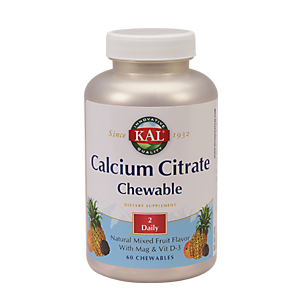 Calcium Citrate Chewable with Magnesium & Vitamin D3 - Natural Mixed Fruit Flavor (60 Chewables)