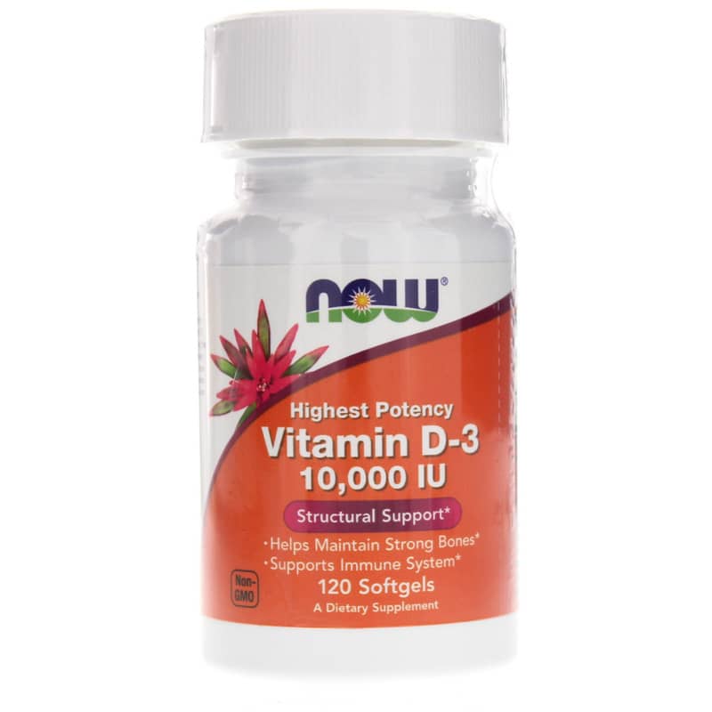 NOW Foods Vitamin D-3 10,000 IU Highest Potency 120 Softgels