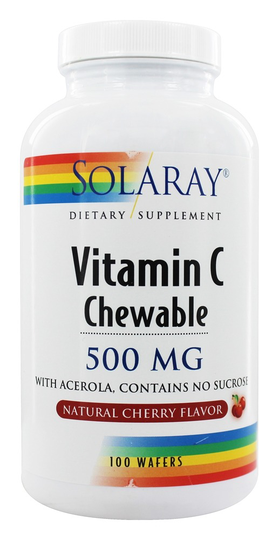 Solaray - Vitamin C Chewable Natural Cherry Flavor 500 mg. - 100 Chewable Wafers