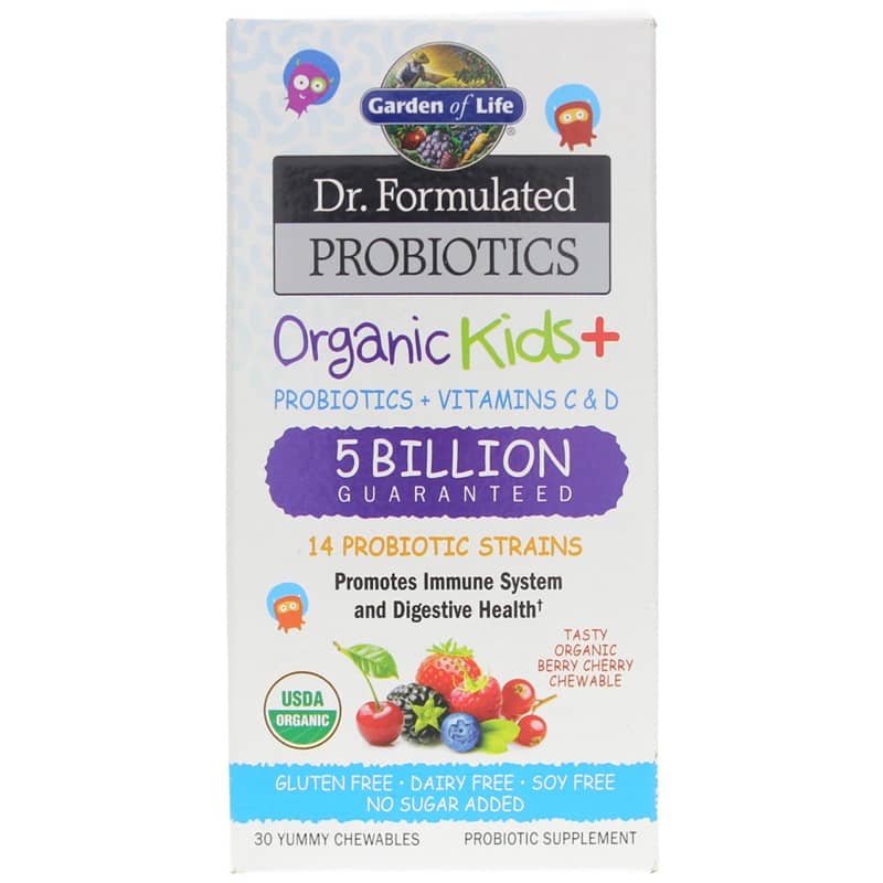 Garden of Life Dr. Formulated Probiotics Organic Kids + Berry Cherry 30 Chewable Tablets