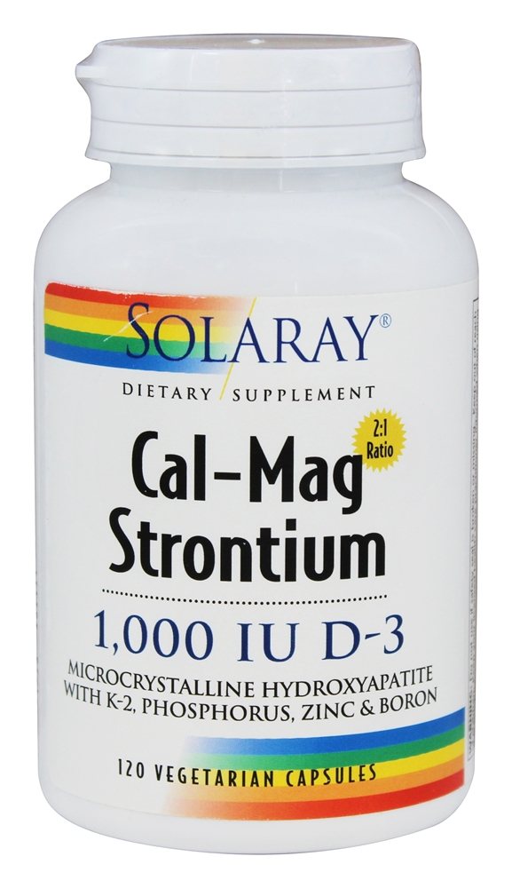 Solaray - Cal-Mag Strontium with D3 1000 IU - 120 Vegetarian Capsules