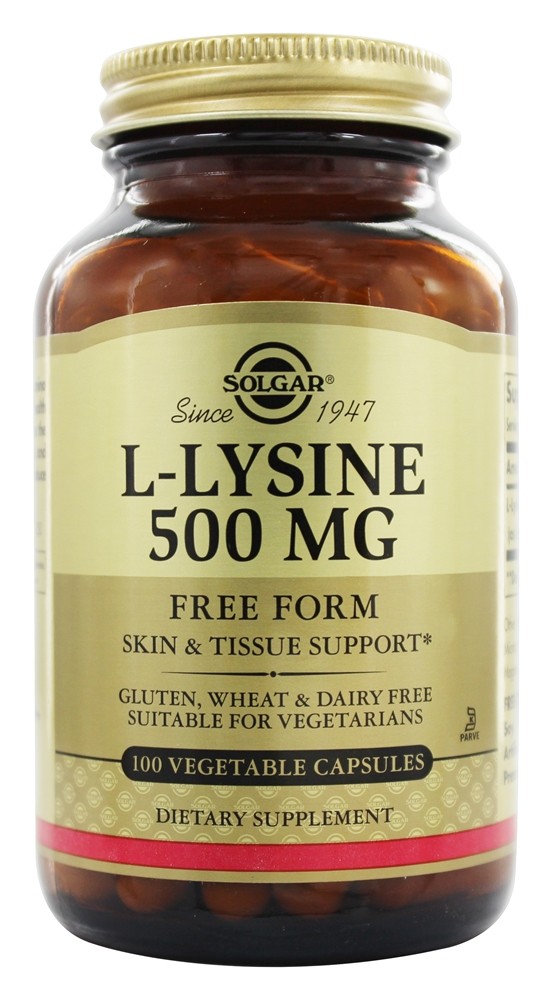 Solgar - L-Lysine Free Form 500 mg. - 100 Vegetarian Capsules