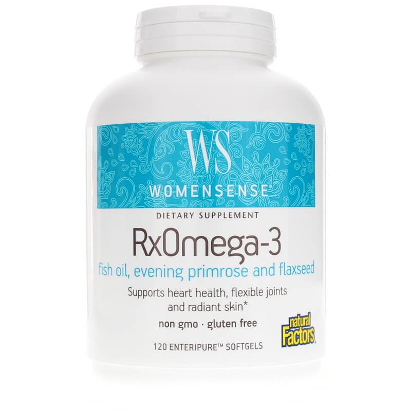 Natural Factors WomenSense RxOmega-3 Fish Oil, Evening Primrose & Flaxseed 120 Softgels