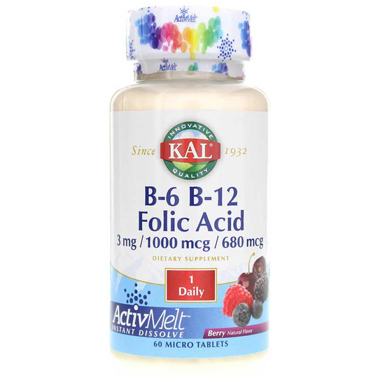 Kal B-6 B-12 Folic Acid ActivMelt Berry 60 Tablets