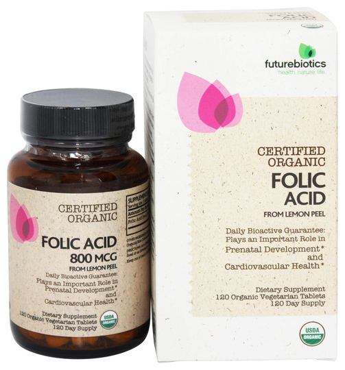 Futurebiotics - Certified Organic Folic Acid From Lemon Peel - 120 Vegetarian Tablets