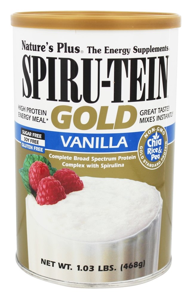 Natures Plus - Spiru-Tein Gold High Protein Energy Meal Powder Vanilla - 1.03 lbs.