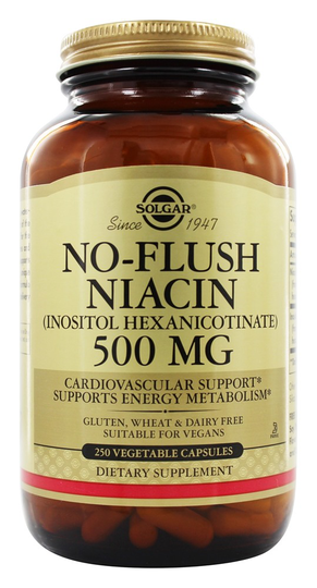 Solgar - No-Flush Niacin 500 mg. - 250 Vegetarian Capsules