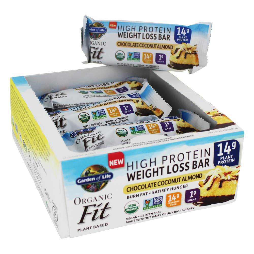 Garden of Life - Organic Fit High Protein Weight Loss Bars Chocolate Coconut Almond - 12 Bars