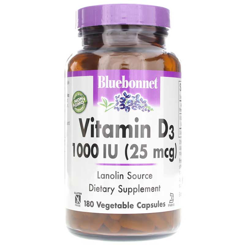 Bluebonnet Vitamin D3 1000 IU 180 Veg Capsules