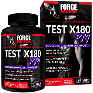 Test X 180 PM Nightime Testosterone Booster with Zinc Magnesium Aspartate + Melatonin (120 Tablets)