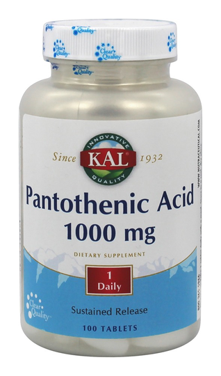 Kal - Pantothenic Acid Sustained Release 1000 mg. - 100 Tablets