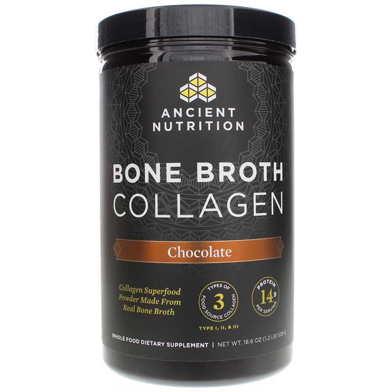 Ancient Nutrition Bone Broth Collagen Chocolate 18.6 Oz