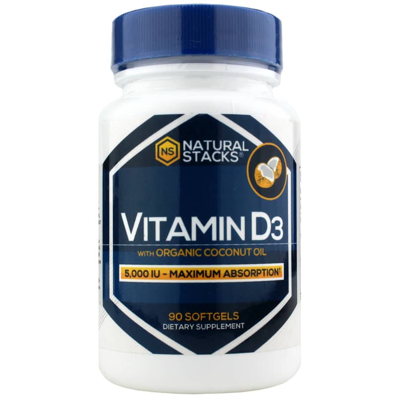 Natural Stacks Vitamin D3 5000 IU with Organic Coconut Oil 90 Softgels