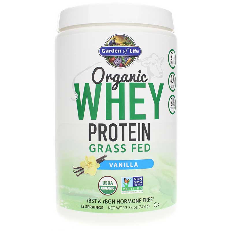 Garden of Life Organic Grass Fed Whey Protein Vanilla 13.33 Oz