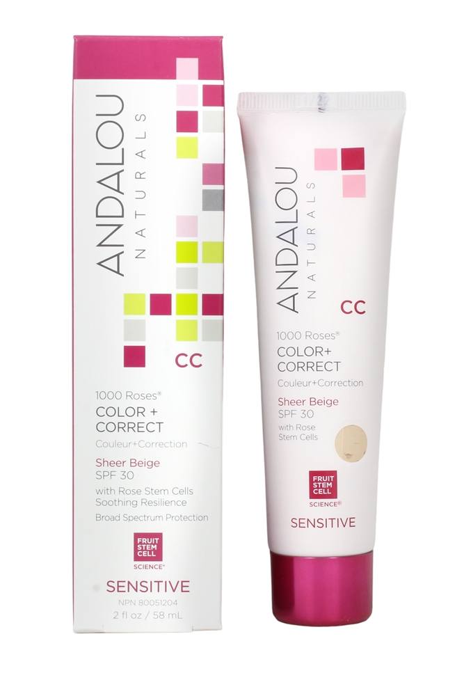 Andalou Naturals - 1000 Roses Color Correct with Rose Stem Cells Sheer Nude 30 SPF - 2 fl. oz.