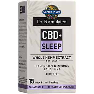 Dr. Formulated CBD+ Sleep Whole Hemp Extract with Lemon Balm, Chamomile & Vitamin D3 - 15 MG Per Serving (30 Softgels)