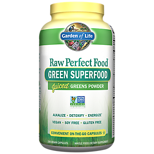 Raw Organic Perfect Food Green Superfood - Juiced Greens Powder (240 Vegan Capsules)