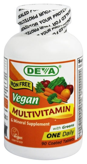 Deva Nutrition - Vegan Multivitamin & Mineral One Daily Iron-Free - 90 Coated Tablet(s)