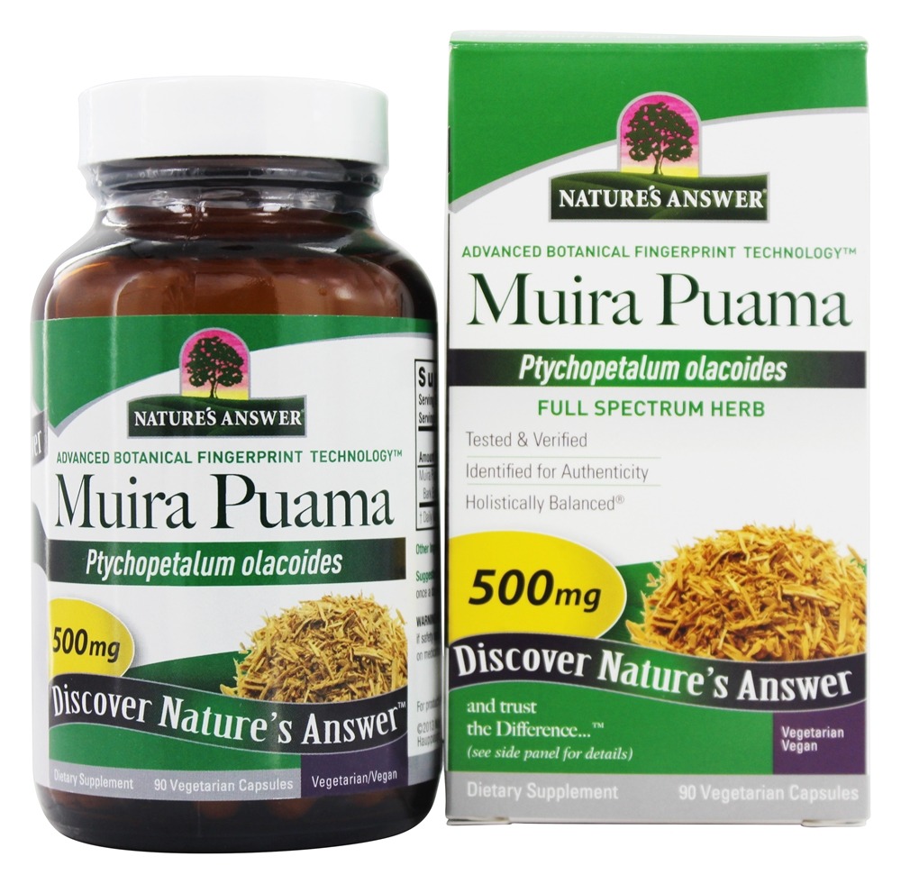 Nature's Answer - Muira Puama Bark Once Daily Single Herb Supplement - 90 Vegetarian Capsules