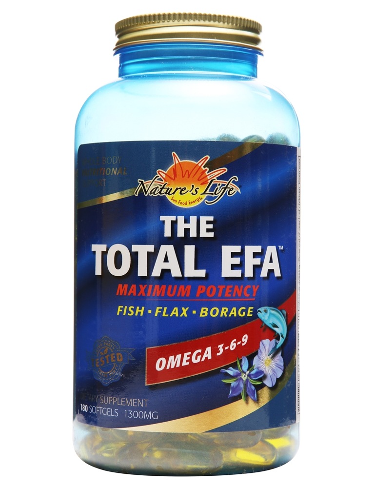 Nature's Life - Omega 3-6-9 The Total EFA Maximum Potency 1300 mg. - 180 Softgels