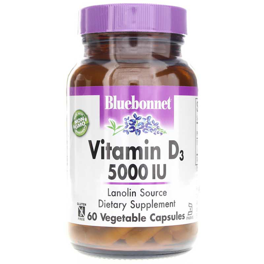 Bluebonnet Vitamin D3 5000 IU 60 Veg Capsules