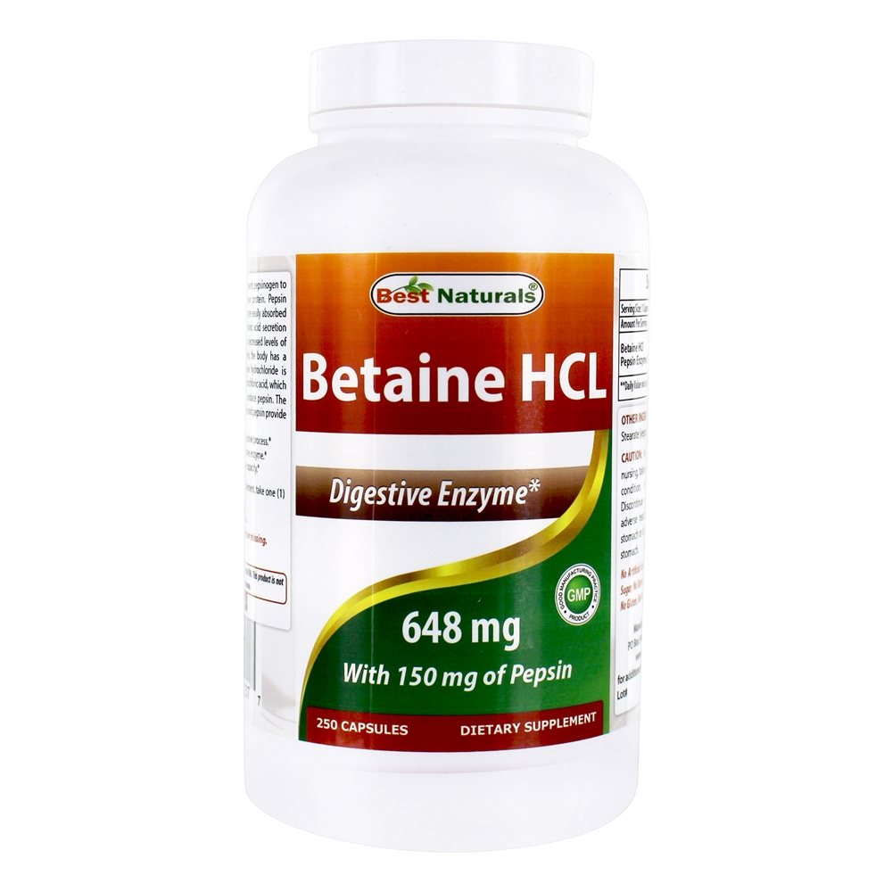 Best Naturals - Betaine HCl Digestive Enzyme Formula 648 mg. - 250 Capsules