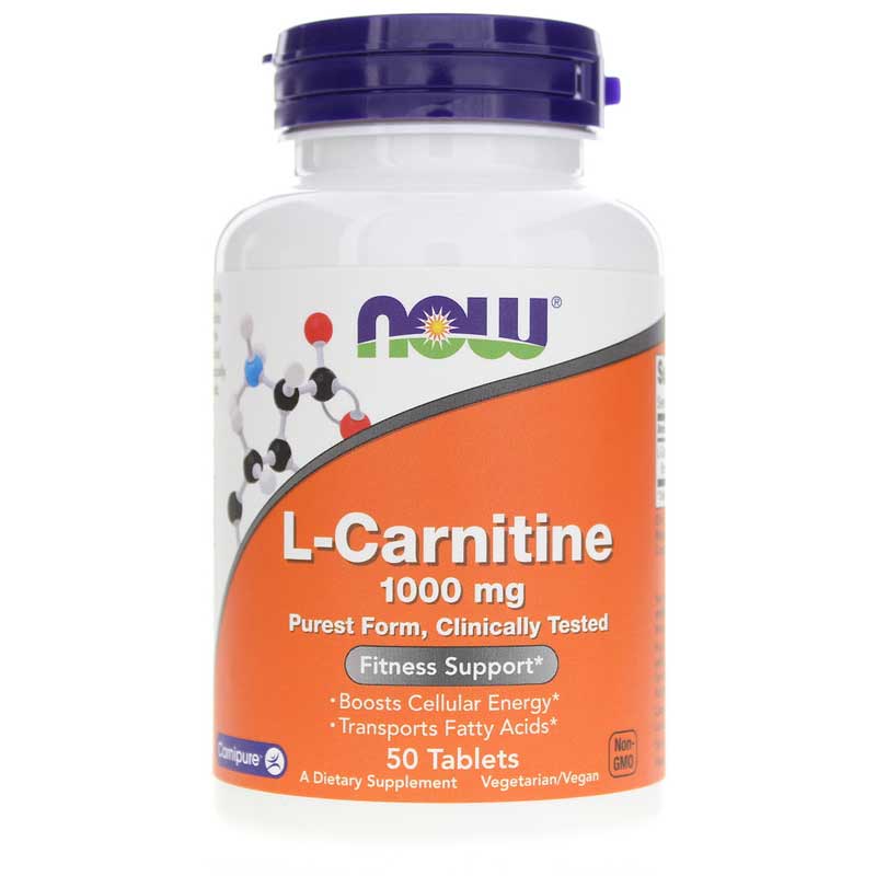 NOW Foods L-Carnitine Tablets 1000 Mg Double Strength 50 Tablets